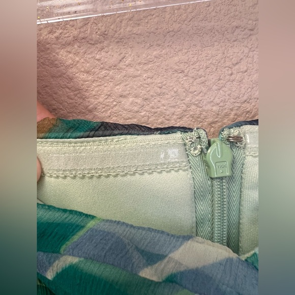 Tadashi Shoji 100% Silk Flowy Abstract Strapless Grown Size 14 - Picture 8 of 15